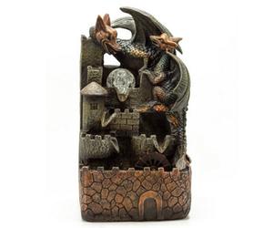 Serenityy Tabletop Water Feature 35Cm - Dragon With Crystal Ball, Tiered Cascade And Water Wheel
