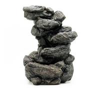Serenityy Tabletop Water Feature 35Cm - Multi-Tier Natural Rock Cascade, Dark Grey