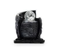 Serenityy Tabletop Water Feature - Water Pot With Crystal Ball, Deep Charcoal, 15X13X20Cm