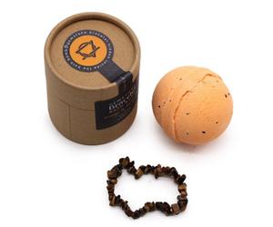 Serenityy Tiger Eye Gemstone Bracelet Bath Bomb - Orange & Mandarin, 140 G, Adult.