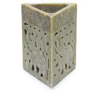 Serenityy Triangle Soapstone Oil Burner 11 X 9 Cm - Elephant Motif, Natural Soapstone, Made In India