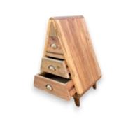 Serenityy Triangle three-drawer chest - upcycled teak wood in Natural | Size: 1 Pack Serenityy Natural 1 Pack