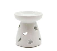 Serenityy White Ceramic Moon & Star Oil Burner, Gloss Finish, Tealight Well