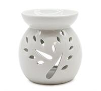 Serenityy White Ceramic Oil Burner - Large Tree Cut-Out, Gloss, 260G