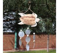 Serenityy Whitewash Turtle Driftwood Wind Chime, Natural Copis Drop