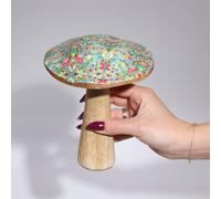 Serenityy Wooden Garden Mushroom - Medium, Mediterranean Tile Pattern | Size: Medium Serenityy Multicolor Medium