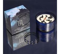 Serenityy Zodiac Crystal Candle With Gemstone Bracelet For Scorpio - Obsidian And Dark Coffee Fragrance, 320 G