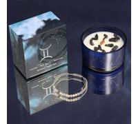 Serenityy Zodiac Crystal Candle with Gemstone Bracelet - Gemini in Blue Serenityy Blue