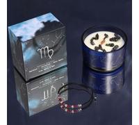 Serenityy Zodiac Crystal Candle With Gemstone Bracelet, Virgo Edition, Tree Agate And Oud Fragrance, 320 G