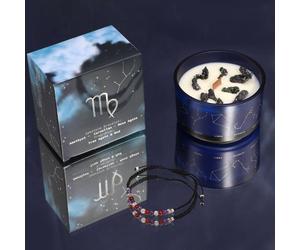 Serenityy Zodiac Crystal Candle with Gemstone Bracelet - Virgo in Blue Serenityy Blue