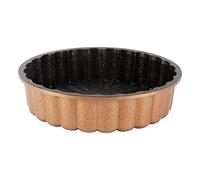 serenk Non Stick Tart Pan, 28 cm/11 inch Flan Dish, High Grade Cast Aluminium Quiche Tin, Charlotte Cake Mold, Round Flan Tins for Baking, Modern Bakeware, Perfect Dishes Decorating Tool, Yellow