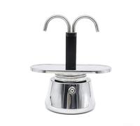 Serenophile 100ml Double Head Coffee Pot Stainless Steel Moka Maker for Two Cups of Delicious Coffee