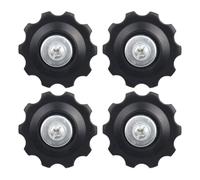 Serenophile 4 Pcs 10T Bike Rear Derailleur Pulley Roller, Black Guide Wheels for 6/7/8 Speed Mountain Road Shifter Gear, Plastic Wheel Replacement Parts