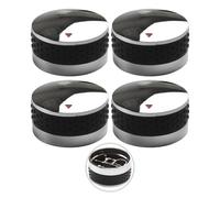 Serenophile 4pcs Gas Grill Control Knobs Replacement for BBQ Oven Stove, ABS Chrome-Plated with Non-Slip Silicone Ring, 50mm/58mm Diameter, 6.8mm Inner Port, Easy Install