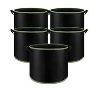 Serenophile 5-Pack Thickened Nonwoven Fabric Grow Bags for Aeration & Drainage - Round Plant Pots, 3-15 Gallon, Black & Green, BPA-Free