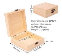 Serenophile Antique-Style Solid Pine Wood Jewelry Box with Flip-Up Lid - Elegant Square Storage for Rings, Necklaces & Small Valuables, DIY Paintable Surface