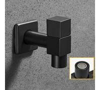 Serenophile Black Brass Wall Mounted Washing Machine and Mop Pool Tap, G1/2 Quick Open Single Cold Water Faucet for Bathroom Kitchen Garden