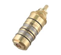 Serenophile Brass Thermostatic Cartridge Shower Mixer Valve Replacement Kit, All Copper Temperature Control Core for Bathroom Repair, Gold Finish