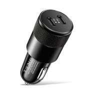 Serenophile Dual PD USB C Car Charger, 2.4A Fast Charging Metal Adapter, Compact Aluminum Alloy Design for 12-24V Vehicles, SUV, Truck