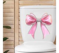 Serenophile Glow in the Dark Pink Bow Toilet Sticker, Waterproof Self-Adhesive Bathroom Decor, Creative PVC Decal for Home Restroom Renovation, Easy Apply and Remove