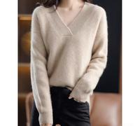 Serenophile Ladies Cotton Feel Pullover Sweater Solid Color Daily | for Soft polyester fabric, cotton-like feel, breathable, moderate elasticity, one size