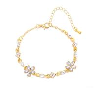 Serenophile Lightweight Flower Charm Bracelet 5g Zinc Alloy | Sparkling for crystal accents, elegant floral pattern, suitable for daily wear, adds shine to outfits