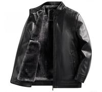 Serenophile Men's Faux Leather Biker Jacket Winter Fleece Lining Soft Touch | faux leather, very soft texture, free finish, durable construction, biker style look