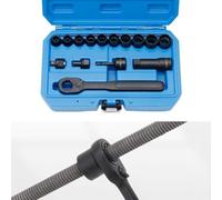 Serenophile Socket Wrench Set, Ratchet Spanner, Pass Through Socket Set, 15-Piece Metric Tool Kit, 6-Point & 12-Point for Automotive Repair, Home Maintenance, DIY