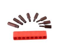 Serenophile Torx Security Bit Set, Star Screwdriver Bits, Tamper Proof Driver, Hardened Steel, TS8-TS40, 8-Piece with Red Holder for Electric Drill, Electronics Repair, Automotive DIY