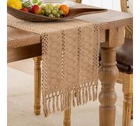 Serento Table Runner Brown Boho Autumn Decoration Wedding Decoration Rustic Table Runner Country House Style Decoration Vintage Macrame with Tassels 30 x 180 cm for Holiday Party Wedding Birthday