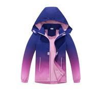 SERENYOU Girls Rain Jackets Waterproof Removable Hood Raincoats Fleece Lined Windbreaker 11-12 Years/Size 160 Dark Purple