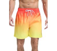 SERENYOU Swim Shorts Mens Mesh Lining Gradient Swimming Trunks Quick Dry Boardshorts with Pockets Orange XXL