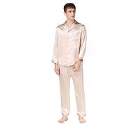 Seres Men's Silk Sleepwear Pajamas Nightwear,Long-Sleeve Shirt & Long Pants,100% Silk(Main),3+ Colors,真丝睡衣 (UK, Alpha, M, Regular, Regular, Gold)