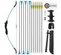 SERfawnCH 15lbs Recurve Bow and Arrow Set for Beginners, Left & Right Handed Youth Archery Kit with 12 Arrows & 6 Targets, Outdoor Practice Bow (Blue)
