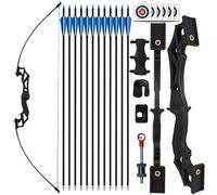 SERfawnCH Ambidextrous Recurve Bow Set for Adults - 30lbs Takedown Bow with 12 Carbon Arrows, Left/Right Handed (Black)