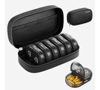 Serfeymi Pill Boxes 7 Day 2 Times a Day AM PM Medicine Organiser Weekly Tablet Organiser Rainbow Pill Box with Portable Zipper Canvas Pill Case for Pills, Supplement, Fish Oils, Vitamin- Black 01
