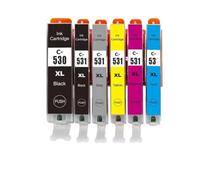 SErgcrFXb Compatible Ink Cartridge Set PGI-530 CLI-531 for TS8750 TS8751 Printers - Includes Black Photo Black Cyan Magenta Yellow Blue