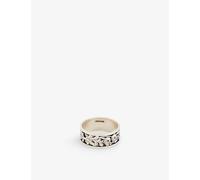 Serge Denimes Mens Serge Denimes Kabuto Embossed Sterling Silver and Cubic-Zirconia Ring Silver S