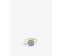 Serge Denimes Mens Serge Denimes St Christopher-Embossed Oxidised-Finish Sterling-Silver Ring Silver N