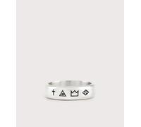 Serge Denimes Mens Silver 4 Symbols Sterling-silver Ring N