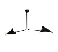 Serge Mouille Plafonnier 2 Ceiling Light Black & Brass Fixed