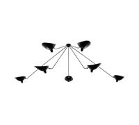Serge Mouille Spider 7 Fixed Arms Ceiling Light Black