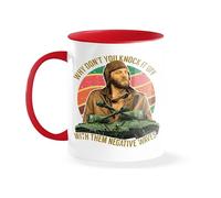 Sergeant Oddball Negative Waves Kellys Heroes Donald Sutherland Vintage 70s War Movie Funny White Coffee Mug with Red Rim and Handle