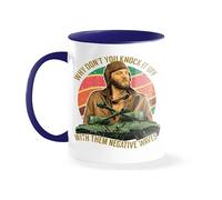Sergeant Oddball Negative Waves Kellys Heroes Donald Sutherland Vintage 70s War Movie Funny White Coffee Mug with Blue Rim and Handle