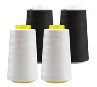 Serger Thread - 4 Cones x 3000 Yards | All-Purpose Polyester Sewing Thread for Machines & Handcrafts (2 Black 2 White)