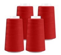 Serger Thread - 4 Cones x 3000 Yards | All-Purpose Polyester Sewing Thread for Machines & Handcrafts (4 Red)