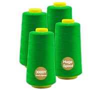 Serger Thread, All-Purpose Thread for Sewing, Polyester, 4 Cones of 3000 Yards Each Spool for Sewing Machine (Green)