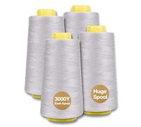 Serger Thread, All-Purpose Thread for Sewing, Polyester, 4 Cones of 3000 Yards Each Spool for Sewing Machine (Gray)