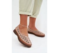 Sergio Leone Lace Up Leather Ballet Flats With Perforations