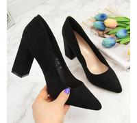 Sergio Leone W SK316A Suede Pumps on the Block Heel in Black